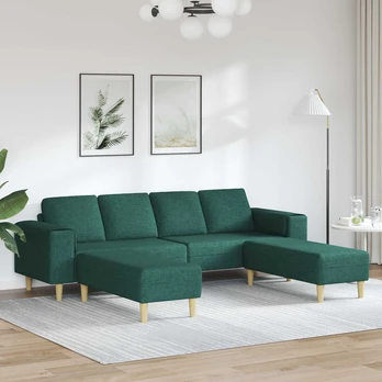 Sofos komplektas 3 pcs Tamsiai žalia audinys