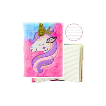 Lean Plush Notebook Notebook Lined Unicorn with Golden Horn A5 80 Sheets