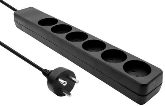 MicroConnect Danish EDB Power Strip 6-way Juodas 2m cable