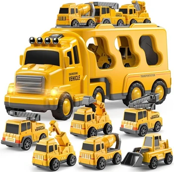 Statybinių transporto priemonių rinkinys vaikams, 7 vnt.