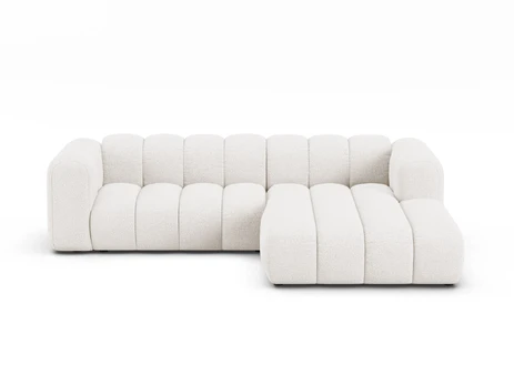 Boucle Modular Right Corner Sofa, "Lupine", 4 Seats, 260x177x70, White
