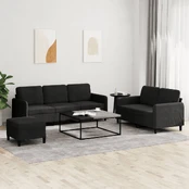 Sofa Sofos komplektas, 3 dalių, juodos spalvos, aksomas kaina
