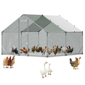 Didelis metalinis vištų aptvaras 3 x 3 x 2 m