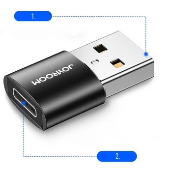 Adapteris JOYROOM (S-H152) iš Type-C į USB juodas (2vnt)