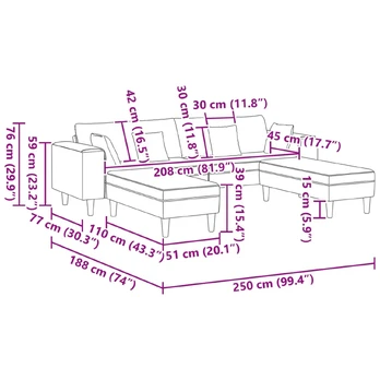 Sofa su pagalve 3 pcs Juoda audinys