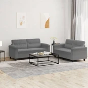 Sofa Sofos komplektas su pagalvėlėmis, 2 dalių, pilkas, audinys kaina