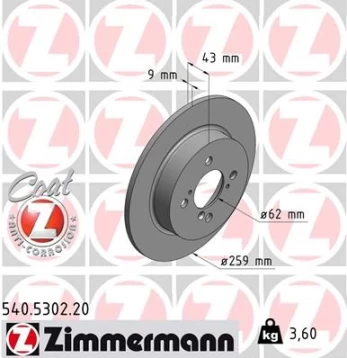 Stabdžių diskas ZIMMERMANN 540.5302.20