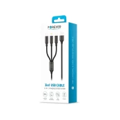 Forever 3in1 cable USB - Lightning + USB-C + microUSB 1,0 m 2A black kaina