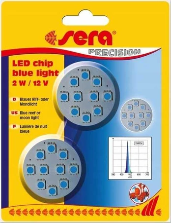 Sera Chip mėlynos šviesos diodai 2 W / 12 V, 2 vnt/PAK