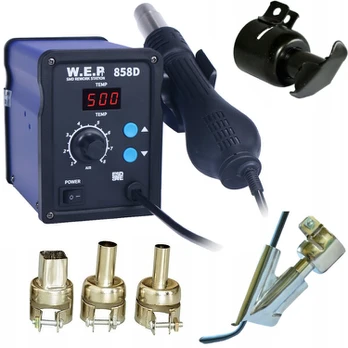 Plastiko lituoklis Wep 858d + antgaliai + stovas + lituoklis