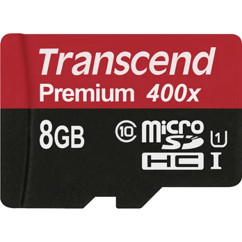 Atminties kortelė Transcend microSDHC 8GB Class 10 UHS-I 400x su SD adapteriu