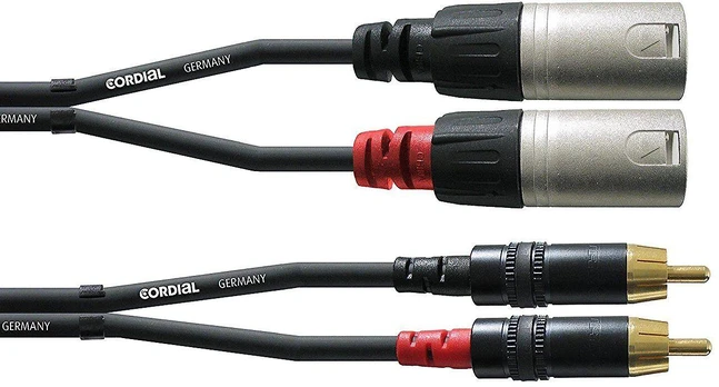 Cordial 2 x RCA - 2 x XLR garso laidas, 3 m