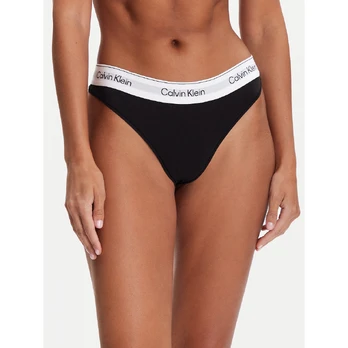Juoda stringi moterims Calvin Klein su logowaną gumą