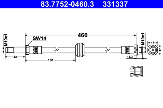ATE 83.7752-0460.3 Brake hose