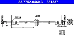 ATE 83.7752-0460.3 Brake hose kaina
