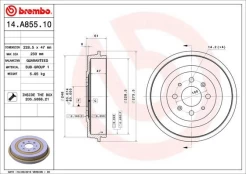 Stabdžių būgnas BREMBO 14.A855.10 kaina