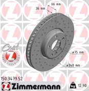 Stabdžių diskas ZIMMERMANN 150.3479.52 kaina