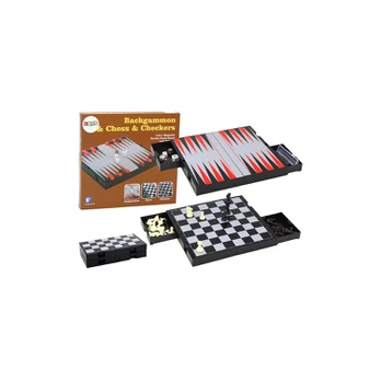 Lean 3in1 Game Set Magnetic Board Chess Checkers Backgammon