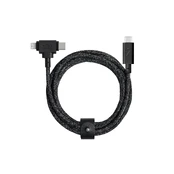 Kabelis USB Native Union USB-C - USB-C + Lightning 2.4 m Juodas (BELT-PROCCL-COS-NP) kaina