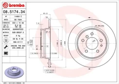 Stabdžių diskas BREMBO 08.5174.34 kaina