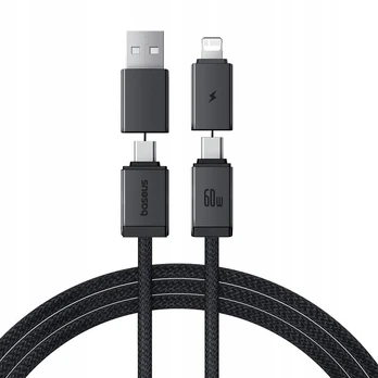 Baseus 4in1 Usb-c + Lightning kabel, 60w Pd/qc, greitas įkrovimas