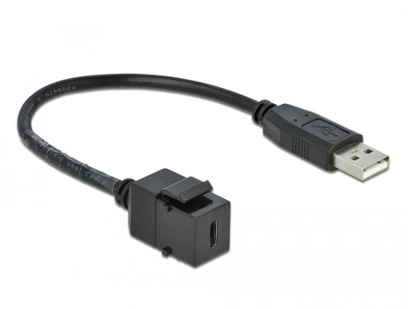 „Delock Keystone“ modulis USB 2.0 C lizdas > USB 2.0 A kištukas su kabeliu