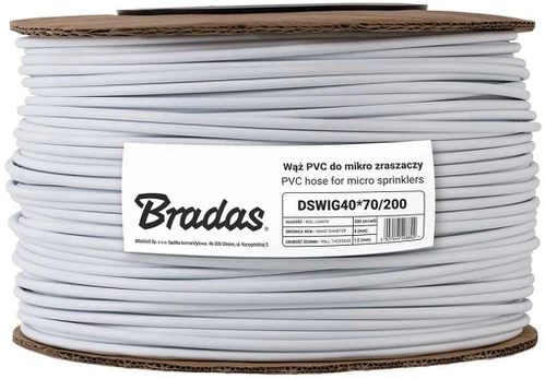 Žarna mikropurkštuvams Bradas PE 4x7mm, 200 m, balta