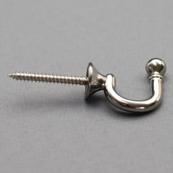 Laikiklis užuolaidai KABLYS MINI blizgaus sidabro spalvos, 2vnt.