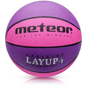 Krepšinio kamuolys METEOR LAYUP, 4 dydis, violetinis/rožinis