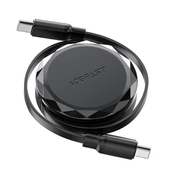 Acefast USB-C - USB-C įtraukiamas 60 W laidas – juodas