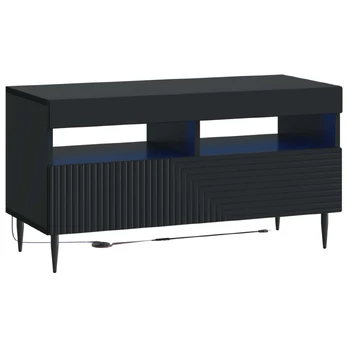 LED televizoriaus spintelė Juoda Apdirbta mediena