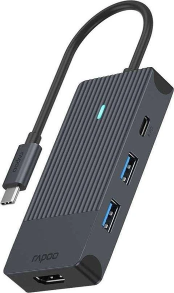 Rapoo USB-C kelių prievadų adapteris 4 viename, pilkas