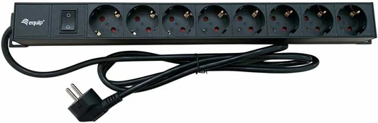 Equip 19" Steckdosenleiste CEE7/7 90°->8xSchuko+Switch Alu.