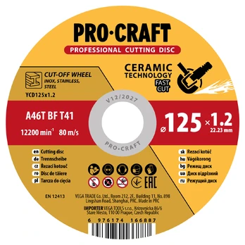 Keraminis pjovimo diskas „ProCraft YCD125x1.2”
