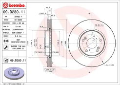 Stabdžių diskas BREMBO 09.D280.11 kaina