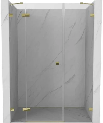 Dušo durys Mexen Lunar, kairinės, 130 cm, transparent/auksinis