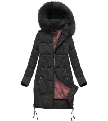 QUILTED HOODED JACKET BLACK (7690) striukė