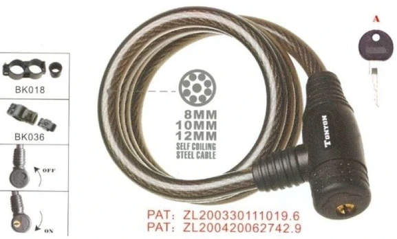 Spiralinė spyna – 1800 mm, 15 mm užraktas