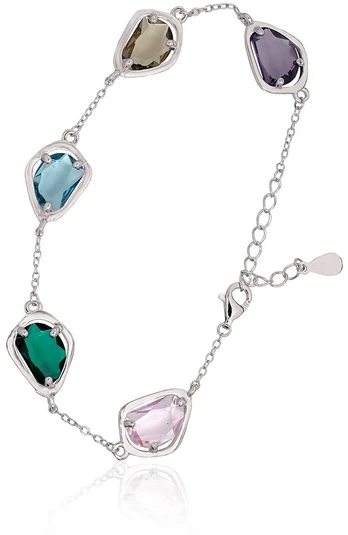 Diamond Sky Jewelry Sidabrinė apyrankė su cirkoniais „Rainbow Drops“