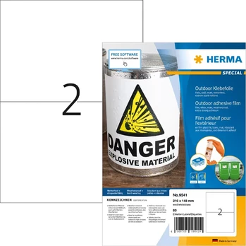 No Name HERMA 9541 self-adhesive label Rectangle White 80 pc(s)