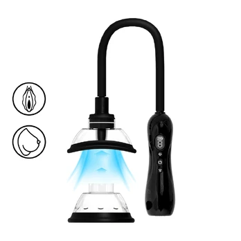 Shots Automatic Intimate Pump with Rotating Vibrating Tongue Black