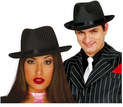 Fiesta Sort gangsterhat med striber