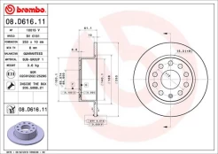 BREMBO 08.D616.11 Brake Disc kaina