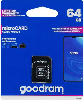 Karta Micro SDXC 64GB+adapter SD CL10GOODRAM UHS-I