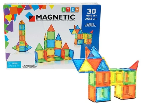 Magnetinių kaladėlių rinkinys, 30 dalių.