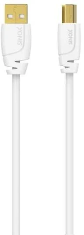 Sinox USB 2.0 printerkabel. 2m. Hvid