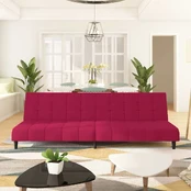 Dvivietė sofa-lova, raudonojo vyno spalvos, aksomas kaina