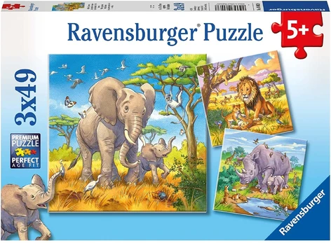 Puzzle 3x49 Wild Animals - RAVENSBURGER dėlionė