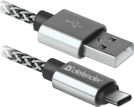 Defender USB AM-TYPE C 1,0m 2.1A Baltas