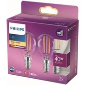 "Philips" LED lemputė E14 4,3W P45 Filament 2.700K 2er